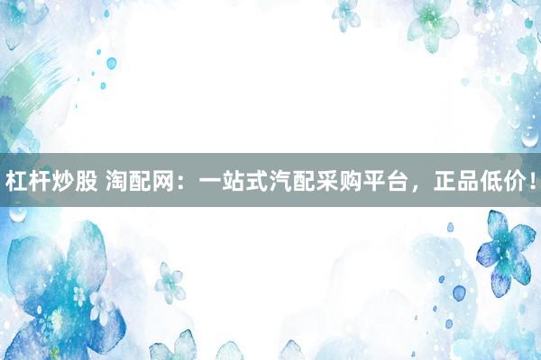 杠杆炒股 淘配网：一站式汽配采购平台，正品低价！