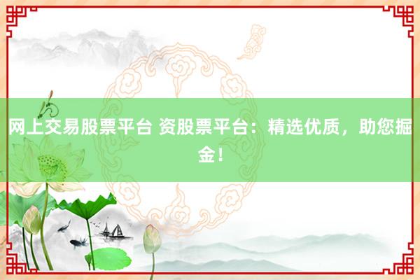 网上交易股票平台 资股票平台：精选优质，助您掘金！