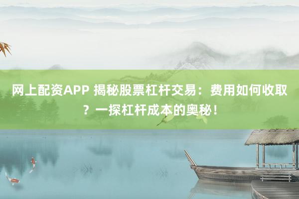 网上配资APP 揭秘股票杠杆交易：费用如何收取？一探杠杆成本的奥秘！
