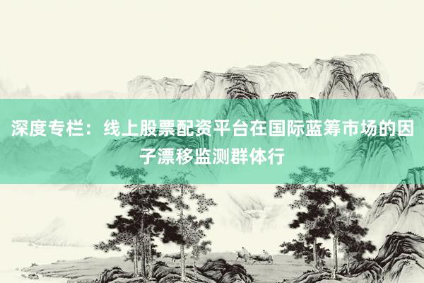 深度专栏：线上股票配资平台在国际蓝筹市场的因子漂移监测群体行